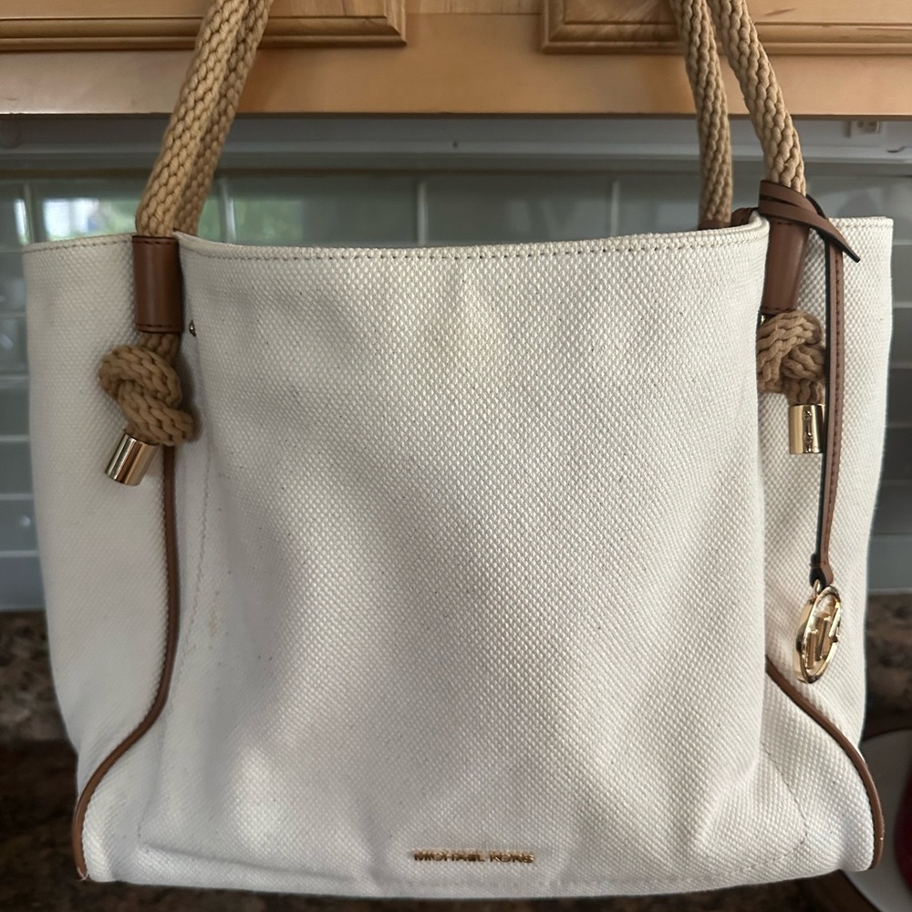 Michael Kors Cream and Tan Tote Bag